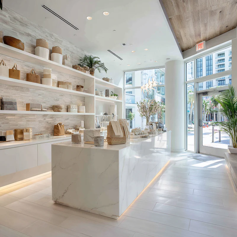 Retail store marble quartz counter Hollywood FL commercial