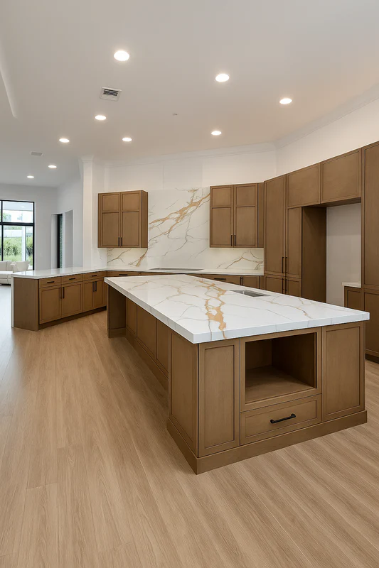 Elegant kitchen with Calacatta Gold quartz countertops
