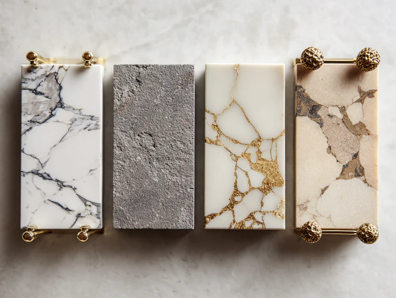 Premium quartz samples with gold hardware