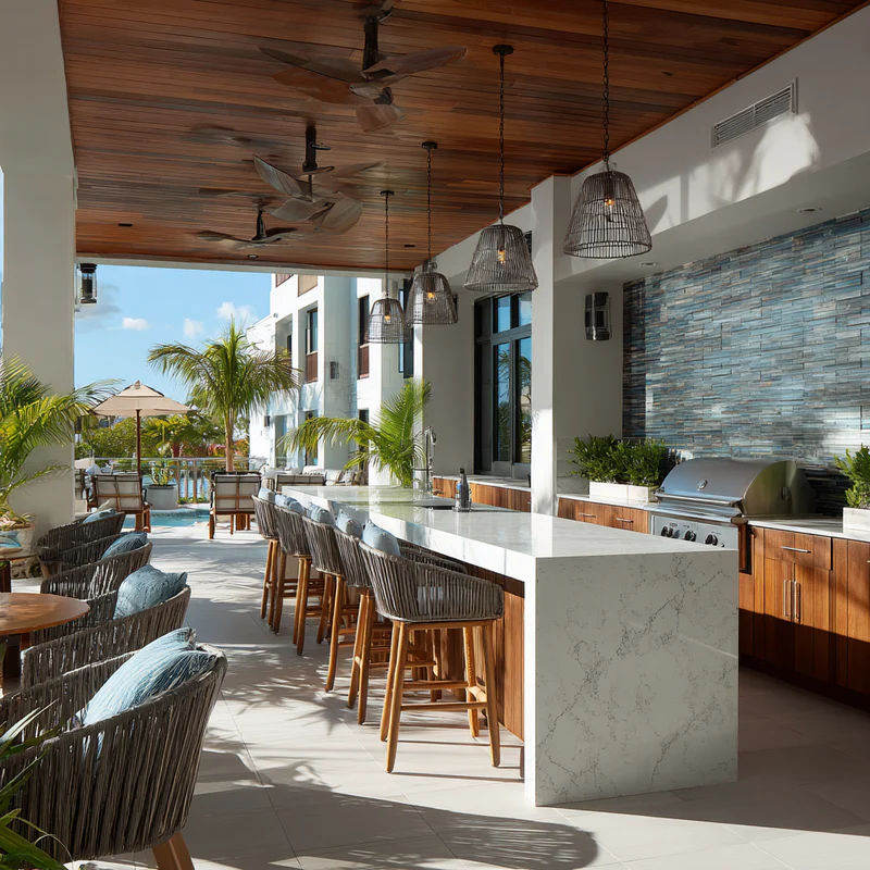 Modern luxury kitchen with marble countertops